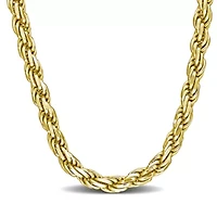 3.3mm Diamond Cut Rope Chain Necklace Yellow Plated Sterling Silver