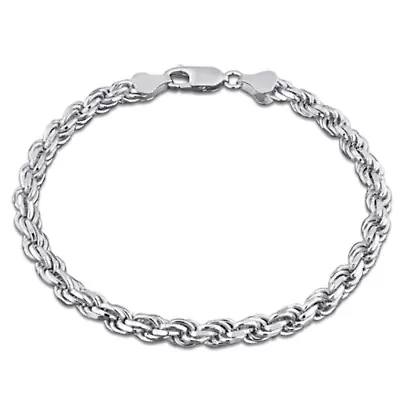 4.3mm Diamond Cut Rope Chain Bracelet Sterling Silver