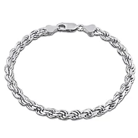 4.3mm Diamond Cut Rope Chain Bracelet Sterling Silver