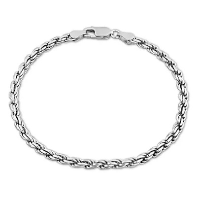 3.3mm Diamond Cut Rope Chain Bracelet Sterling Silver