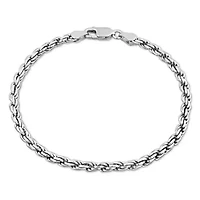 3.3mm Diamond Cut Rope Chain Bracelet Sterling Silver