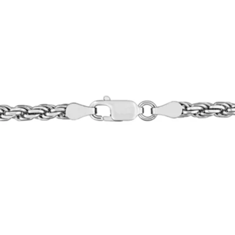 3.3mm Diamond Cut Rope Chain Bracelet Sterling Silver