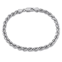 3.8mm Diamond Cut Rope Chain Bracelet Sterling Silver