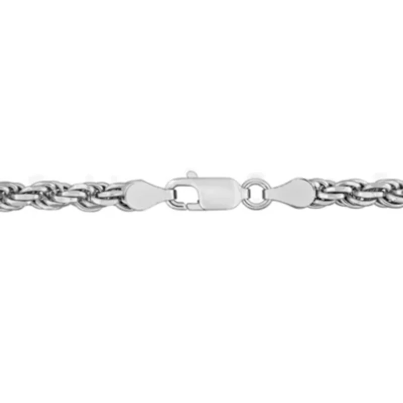 3.8mm Diamond Cut Rope Chain Bracelet Sterling Silver