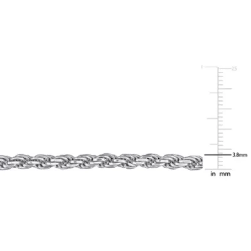 3.8mm Diamond Cut Rope Chain Bracelet Sterling Silver