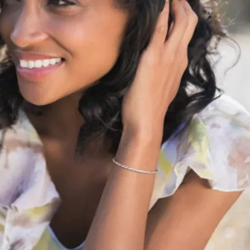 3.8mm Diamond Cut Rope Chain Bracelet Sterling Silver