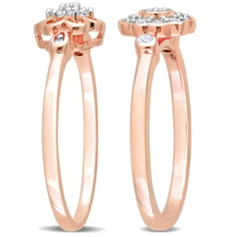 2-Piece Set Diamond Flower Rings