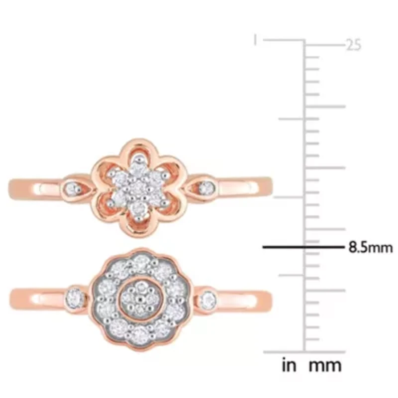 2-Piece Set Diamond Flower Rings