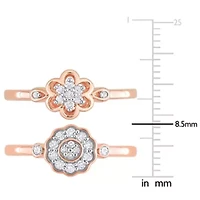 2-Piece Set Diamond Flower Rings