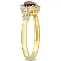 Garnet, White Topaz & Diamond Accent Ring Yellow Plated Sterling Silver