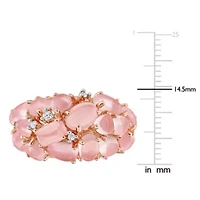 Diamond & Rose Quartz Ring Plated Sterling Silver