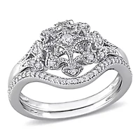 Diamond Bridal Set Ring Sterling Silver