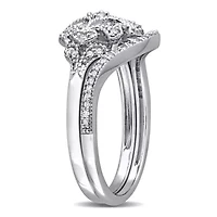 Diamond Bridal Set Ring Sterling Silver