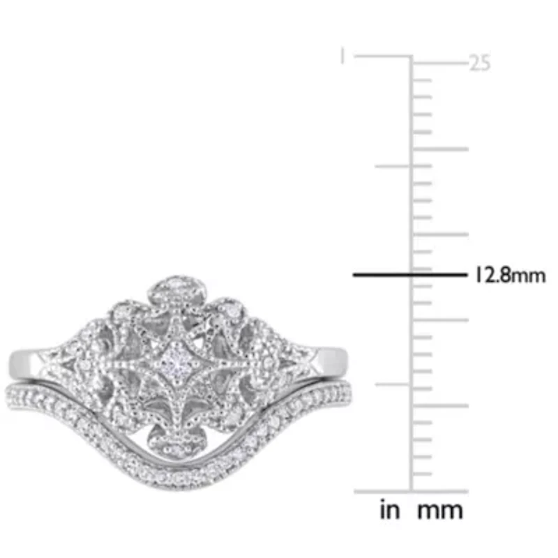 Diamond Bridal Set Ring Sterling Silver