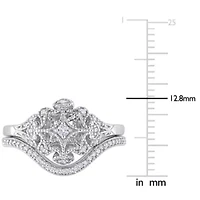 Diamond Bridal Set Ring Sterling Silver