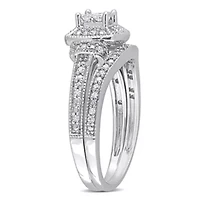 Diamonds Bridal Set Ring Sterling Silver