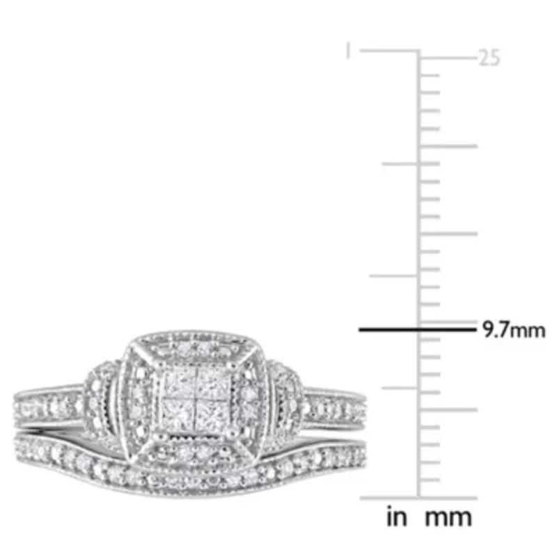 Diamonds Bridal Set Ring Sterling Silver