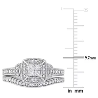 Diamonds Bridal Set Ring Sterling Silver