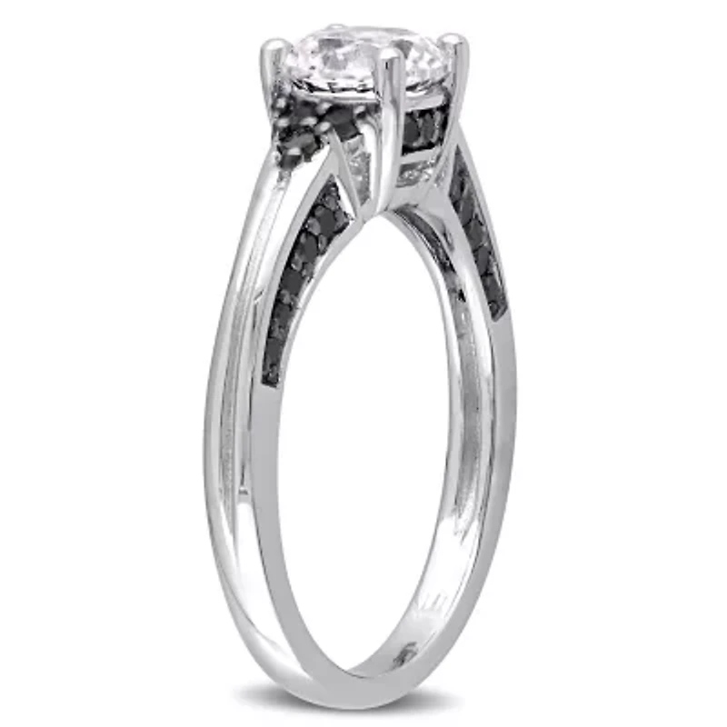 Lab Created Black Diamond & 1.38 ct. t.g.w. White Sapphire Ring Sterling Silver Rhodium Plated