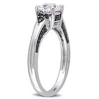 Lab Created Black Diamond & 1.38 ct. t.g.w. White Sapphire Ring Sterling Silver Rhodium Plated