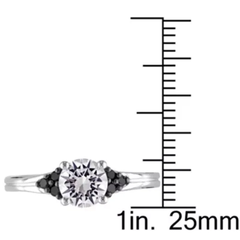 Lab Created Black Diamond & 1.38 ct. t.g.w. White Sapphire Ring Sterling Silver Rhodium Plated