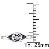 Lab Created Black Diamond & 1.38 ct. t.g.w. White Sapphire Ring Sterling Silver Rhodium Plated