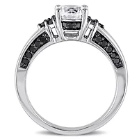 Lab Created Black Diamond & 1.38 ct. t.g.w. White Sapphire Ring Sterling Silver Rhodium Plated