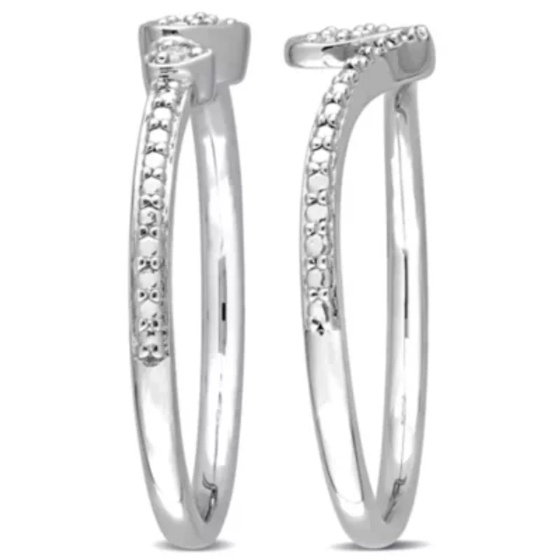 2-Piece Set Diamond Accent Heart & Double Promise Rings Sterling Silver