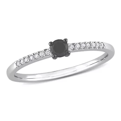 Black & White Diamond Ring 10k Gold