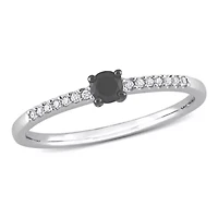 Black & White Diamond Ring 10k Gold