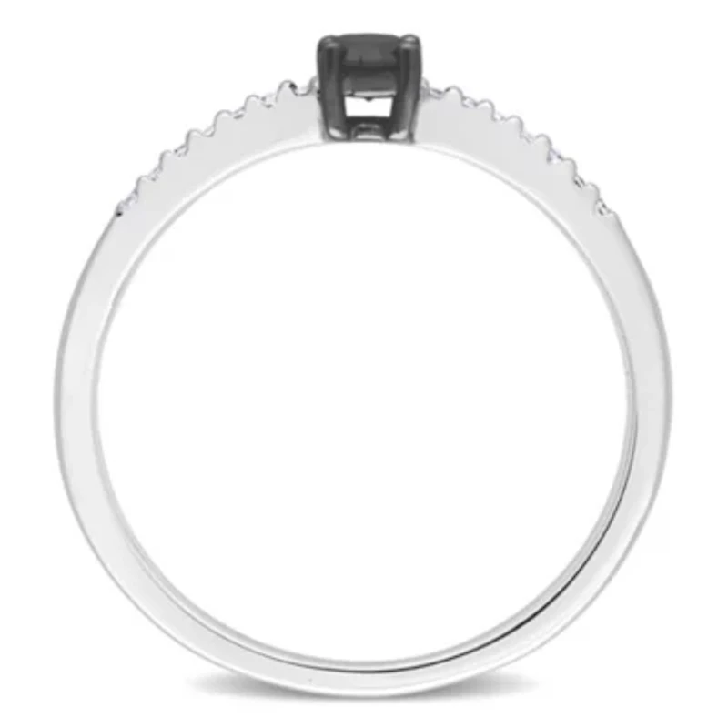 Black & White Diamond Ring 10k Gold