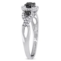 Black & White Diamond 3 Stone Ring 10k Gold