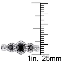 Black & White Diamond 3 Stone Ring 10k Gold