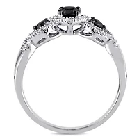 Black & White Diamond 3 Stone Ring 10k Gold