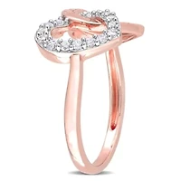 White Topaz Ring Rose Plated Sterling Silver