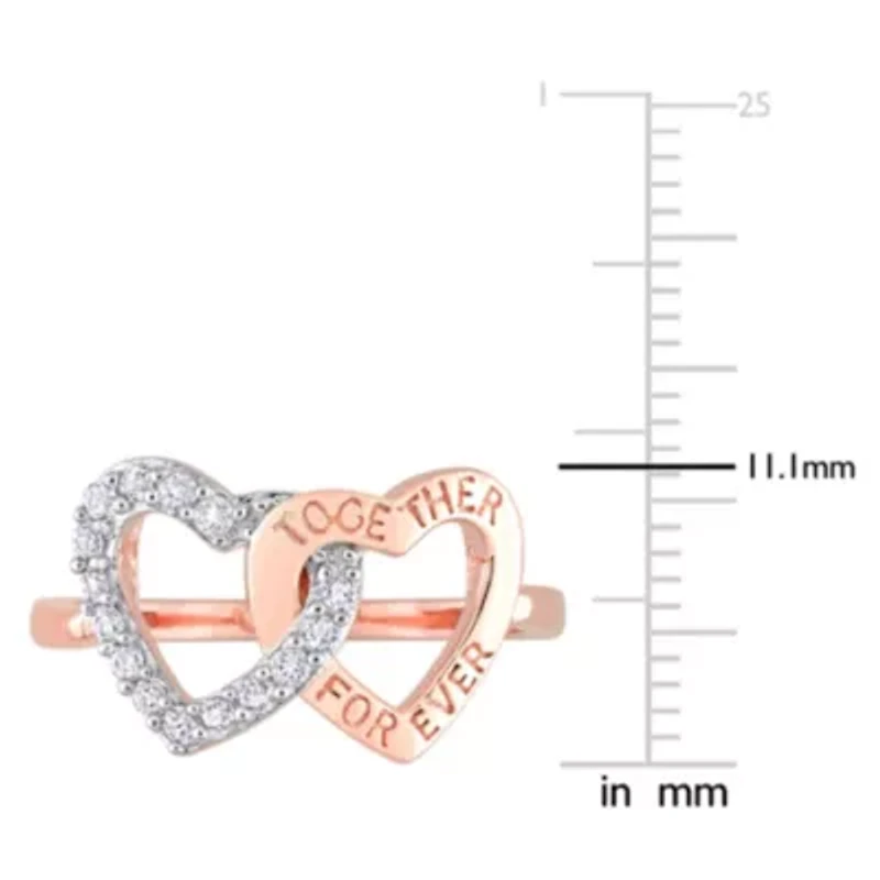 White Topaz Ring Rose Plated Sterling Silver