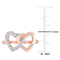 White Topaz Ring Rose Plated Sterling Silver