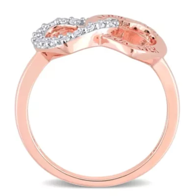 White Topaz Ring Rose Plated Sterling Silver