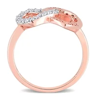 White Topaz Ring Rose Plated Sterling Silver