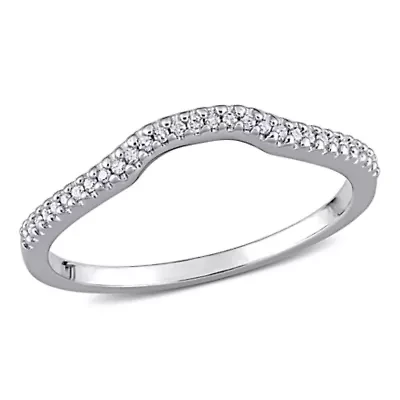 Diamond Wedding Band Ring Sterling Silver