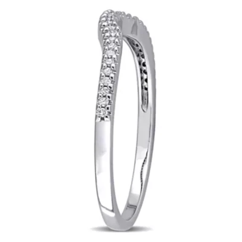 Diamond Wedding Band Ring Sterling Silver