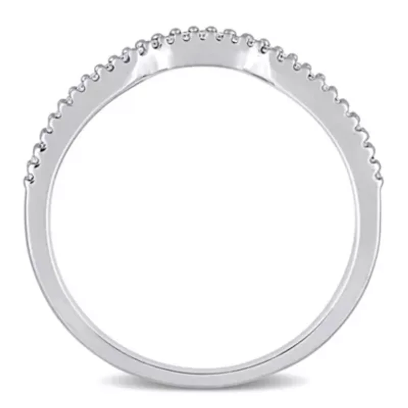 Diamond Wedding Band Ring Sterling Silver