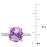 Amethyst & White Topaz Ring Rose Plated Sterling Silver