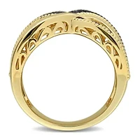 Black Diamond Ring Yellow Plated Sterling Silver