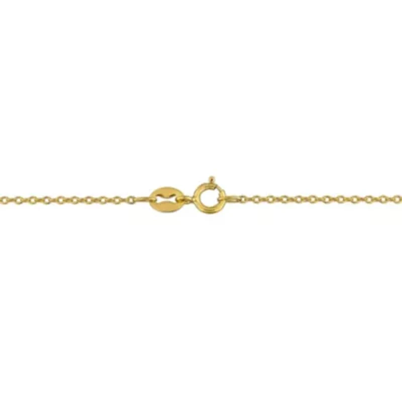 Lab Created Gemstone & Diamond Clover Necklace Yellow Plated Sterling Silver