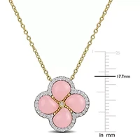 Lab Created Gemstone & Diamond Clover Necklace Yellow Plated Sterling Silver