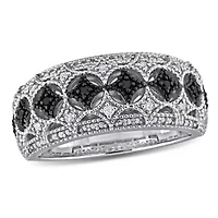 Black & White Diamond Ring Sterling Silver