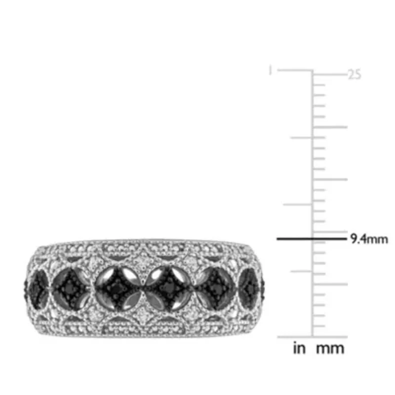 Black & White Diamond Ring Sterling Silver