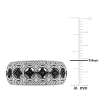 Black & White Diamond Ring Sterling Silver