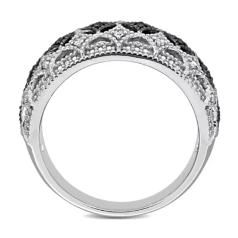 Black & White Diamond Ring Sterling Silver